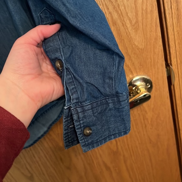 So denim button up top - size small NWOT - Picture 3 of 5